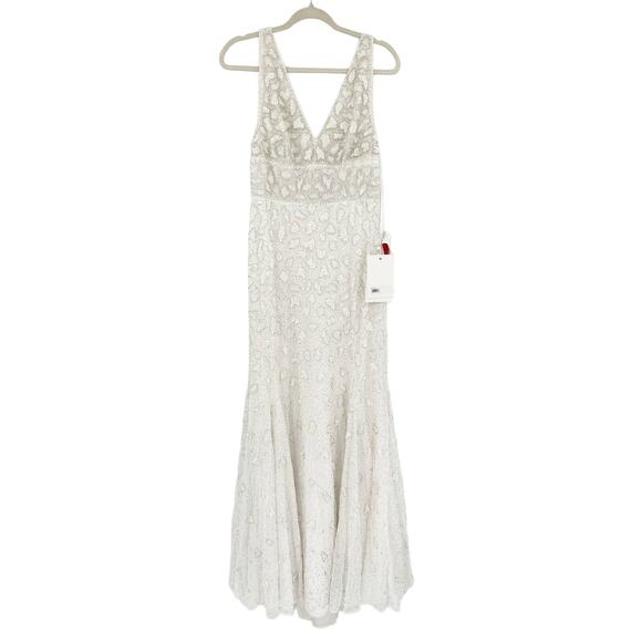 Mac Duggal 10814 Hand Embellished White Beaded Gown Size 6 NWt - Picture 2 of 8